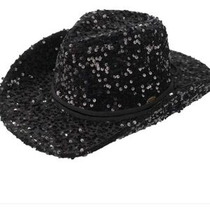C.C Sequin Mesh Cowboy Hat Black BNWT